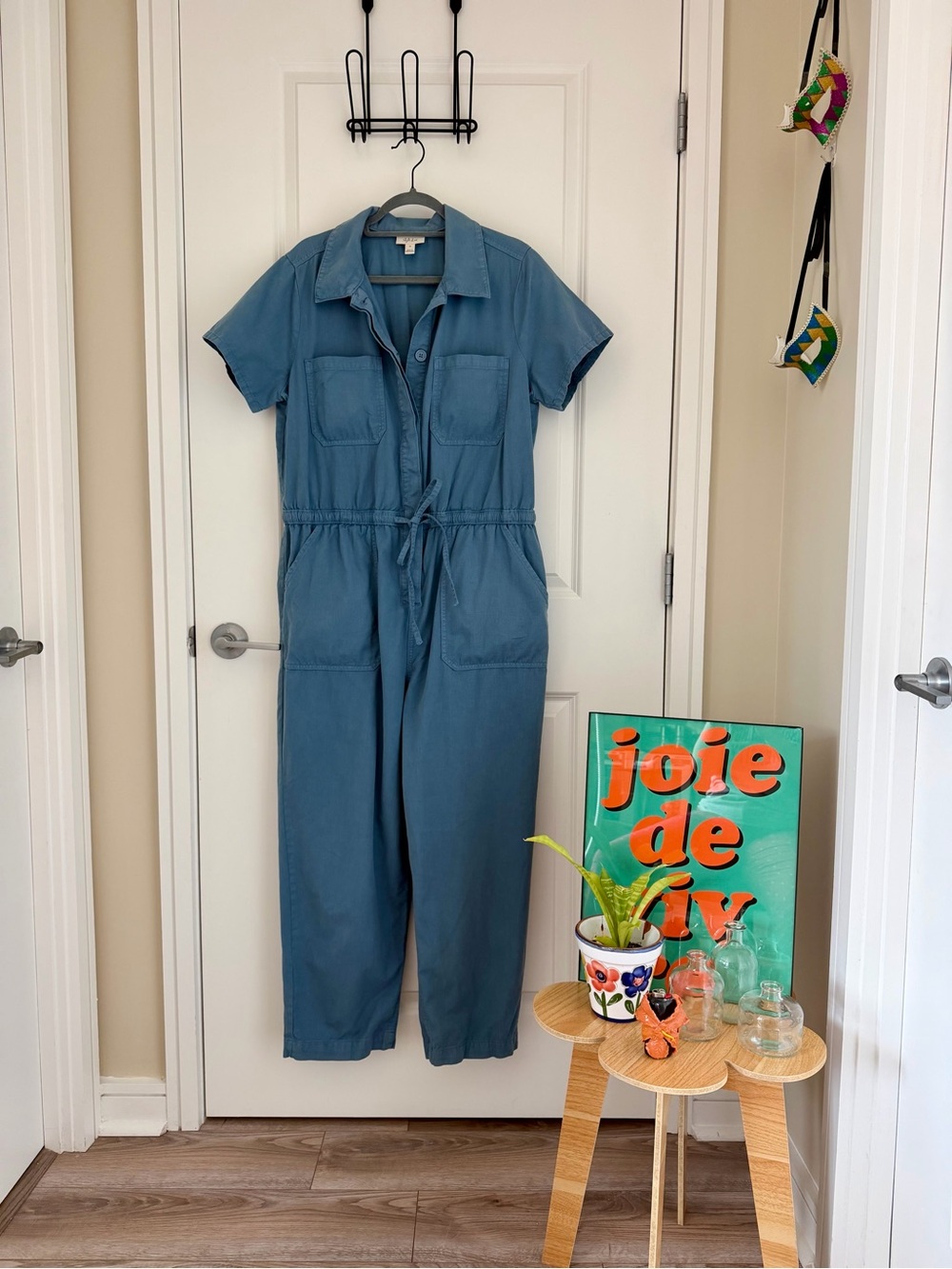 Style & Co. Short-Sleeve Utility Jumpsuit in Slate Blue